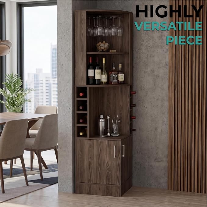 Tuhome Syrah Corner Bar Cabinet, Tall 71.1" Liquor Cabinet - Image 4