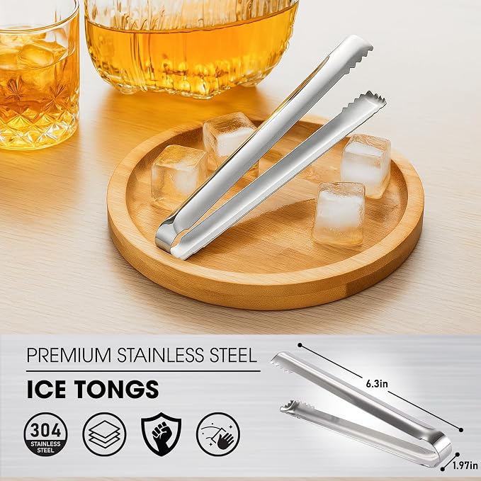 Cocktail Ice Tongs, 6.3 In | Serrated Grip Teeth, Compact Handheld Size - Image 2
