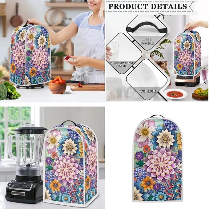 doginthehole Boho Floral Blender Cover Toaster Covers 4 Slice Bread Maker Cover - Image 3