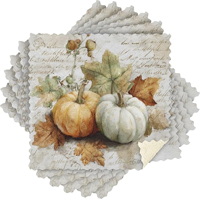 Kitchen Towels Fall Pumpkin Autumn Leaves Thanksgiving Dish Towels Multipurpose by ALAZA