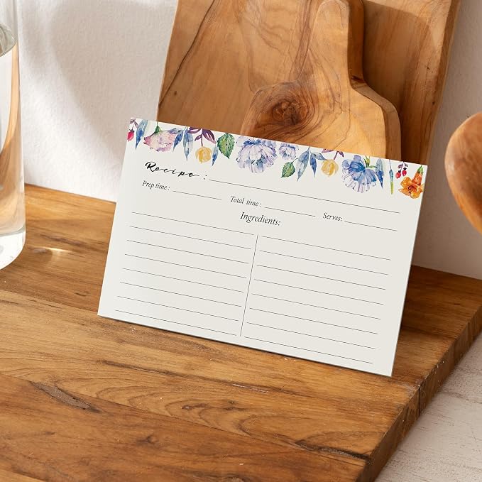 4x6 Recipe Cards, 50 Pack, 300gsm Thick Double-Sided Wildflower Design - Image 4