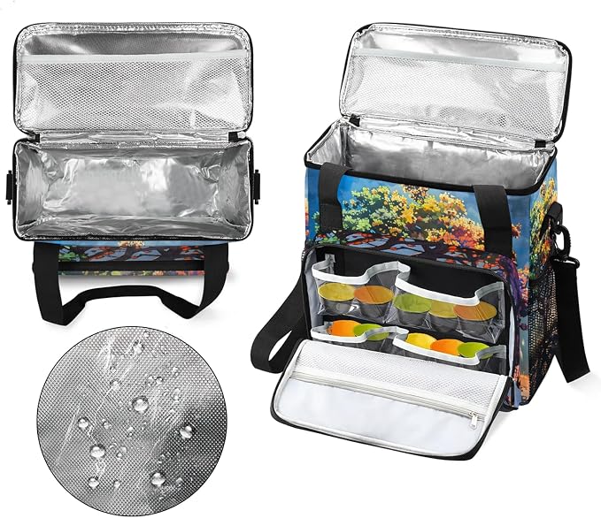 Tree Colorful Coffee Maker Carring Bag, Large Insulated Storage Organizer Case - Image 3