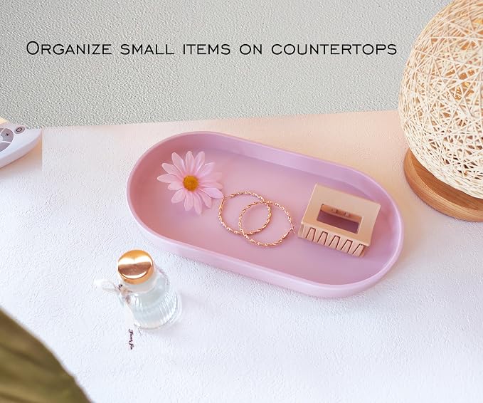 Pink Small Tray, Oval Tray | for Bathtub Bathroom Vanity Items, Countertop - Image 4