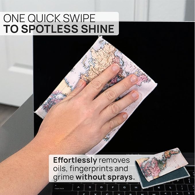 Microfiber Wholesale Quick Cloth Glasses Cleaning Cloths–5x7 World Map 2-Pack - Image 2