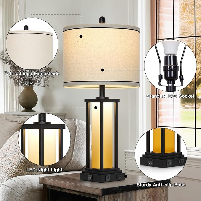 Cinkeda 27" Tall Vintage Table Lamp Set of 2 - Image 7