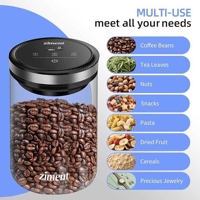 1.6L Automatic Vacuum Coffee Canister, Airtight Glass Food Storage Container - Image 4