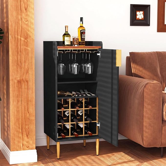 ARTPOWER Mini Bar Cabinet for Apartment, Fluted Wine Bar Cart - Image 5