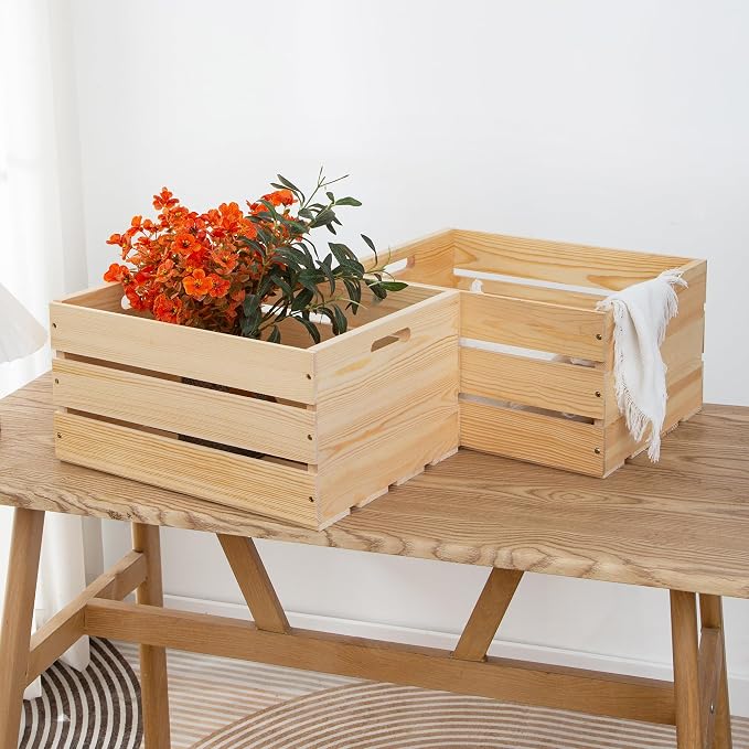 3 Pieces Large Pine Wood Crates - Image 7