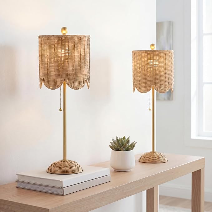 JONATHAN Y 27.5" Brass Gold Coastal Buffet Table Lamp Set of 2 - Image 2