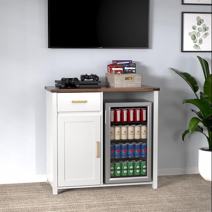 GDLF Coffee Bar with Mini Fridge Space, Mini Fridge Cabinet Stand，Liquor Wine - Image 8