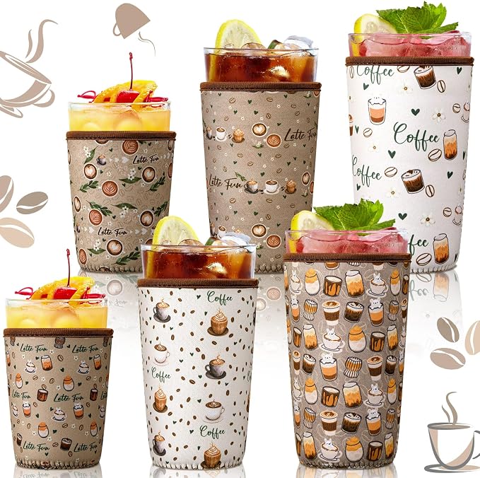 6 Pcs Teacher Iced Coffee Cup Sleeves Gift End of Year Appreciation Reusable by Unknown
