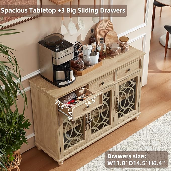 Joaxswe Farmhouse Sideboard Buffet Cabinet Set of 2 - Image 9