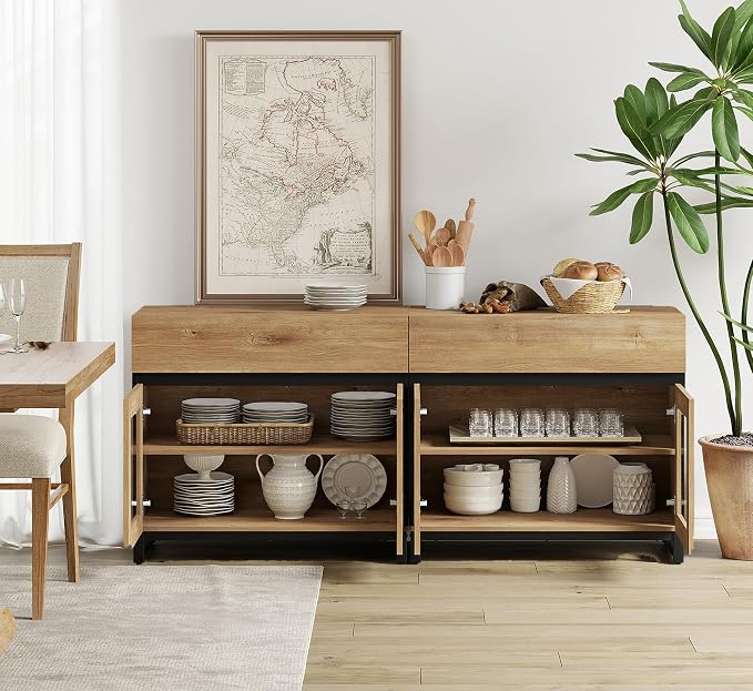WAMPAT Sideboard Buffet Cabinets, Modern Credenza Sideboard - Image 7