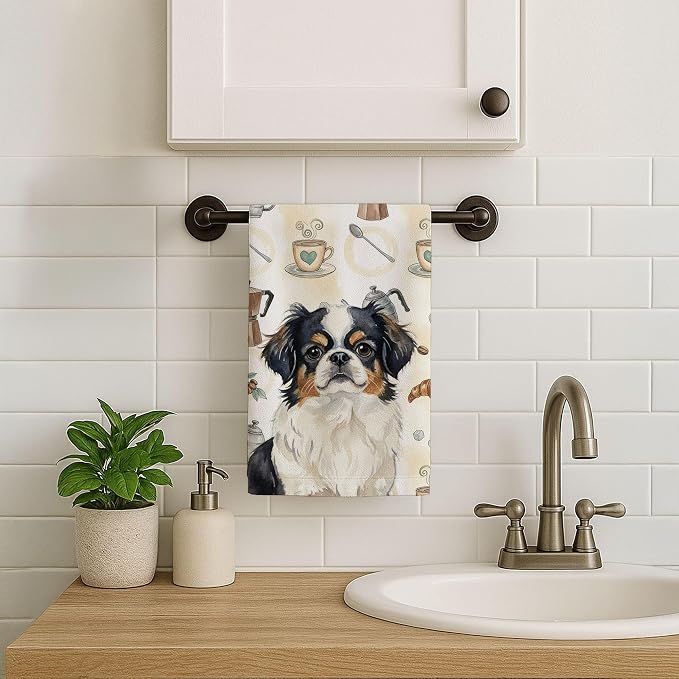 Caroline's Treasures Tricolor Japanese Chin Coffee Bar Kitchen Towel Velour - Image 7