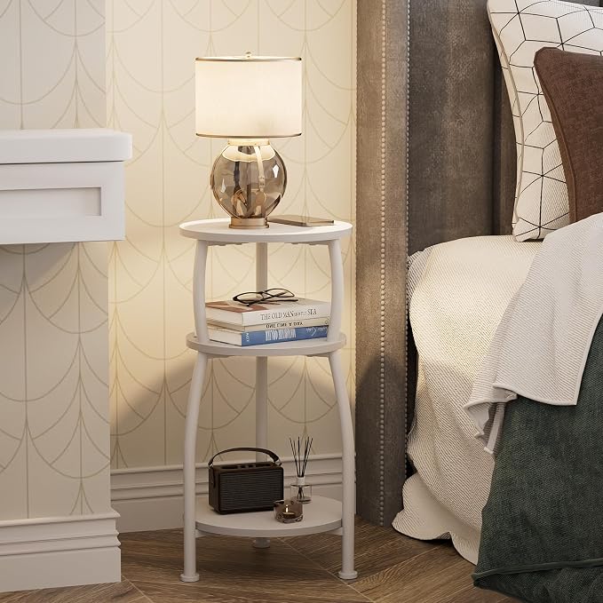 Small Round Side Table, 3-Tier End Table - Image 2