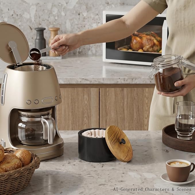 Wooden Coffee Filter Holder for Counter, Large Coffee Filter Storage | Coffee - Image 2
