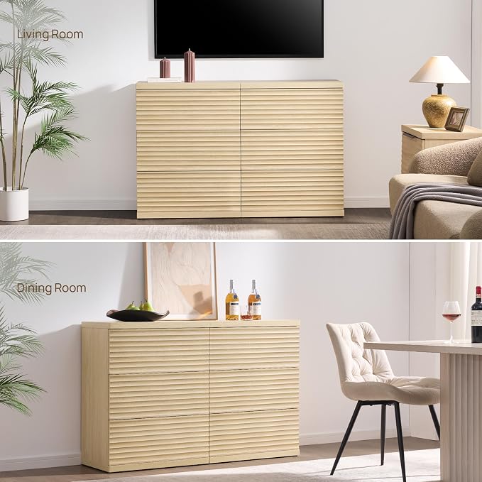SICOTAS Buffet Cabinet with Storage, Fluted Accent Sideboard Modern Credenza - Image 8