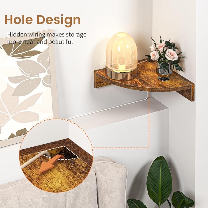 Fun Memories Corner Shelf Wall Mount, Wood Floating Corner Shelves, Corner Wall - Image 4