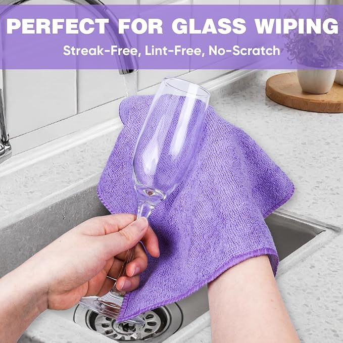 TEAWOO 10 Colors Microfiber Cleaning Cloths, 50 Pack Assorted Cleaning Rags - Image 4