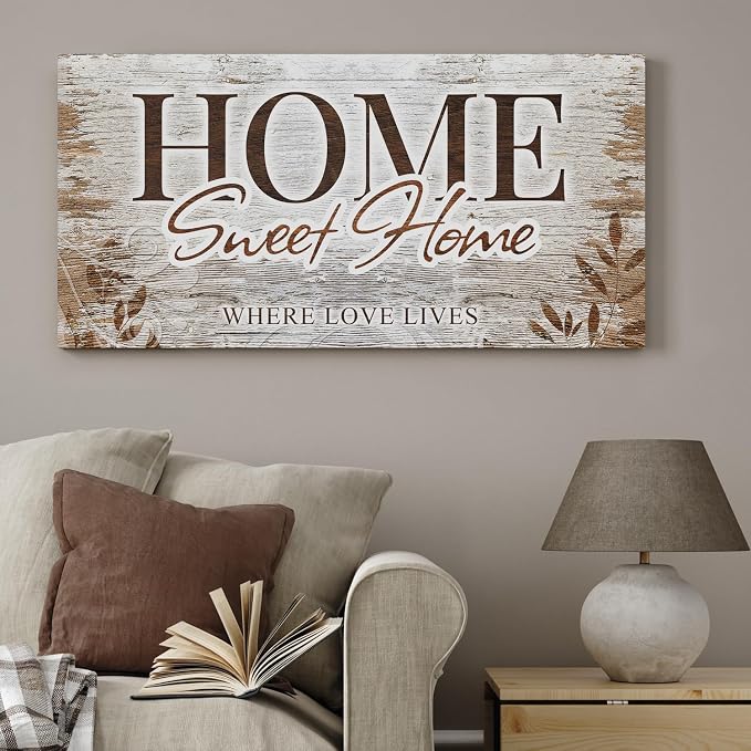 IPIC - Home Sweet Home Canvas Wall Art, Farmhouse Family Sign Wall Decor - Image 4