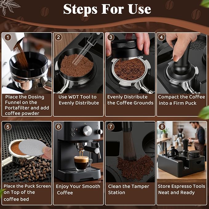 10PCS 51mm Espresso Accessories Kit | 9-in-1 Espresso Tamping Station, - Image 7