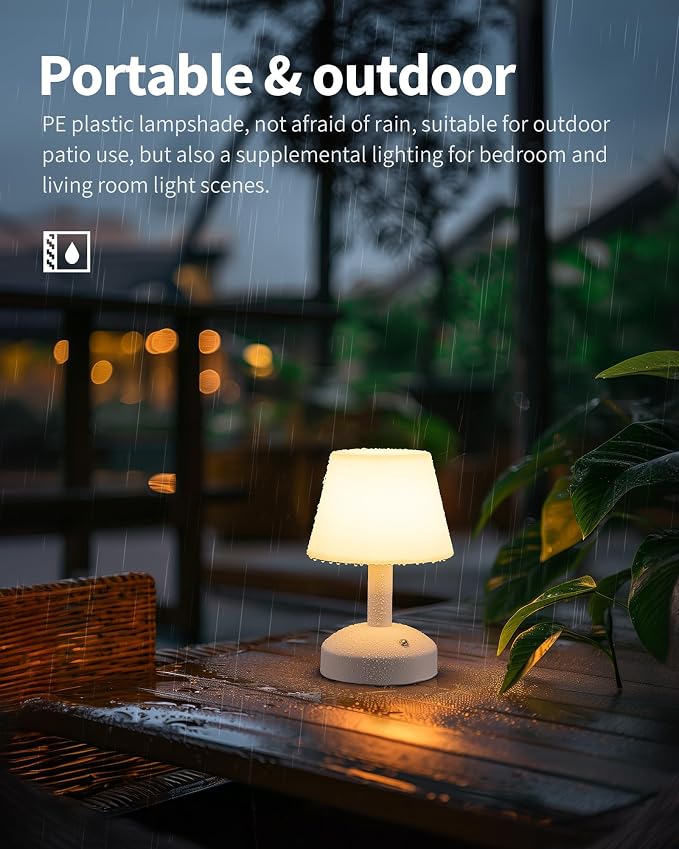 KDG Modern Cordless Small Table Lamps, Outdoor Portable Shower Waterproof LED - Image 2