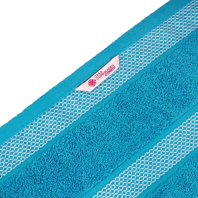 CASA COPENHAGEN Solitaire 6 Pieces Towel Set- Teal Blue, 600 GSM 2 Bath Towel 2 - Image 3