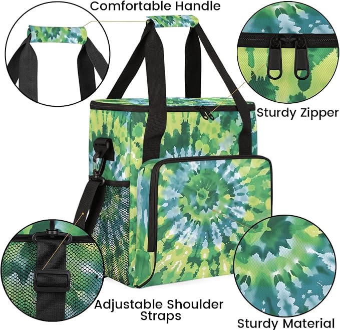 Tie Dye Green Coffee Maker Carring Bag, Large Insulated Storage Organizer Case - Image 6