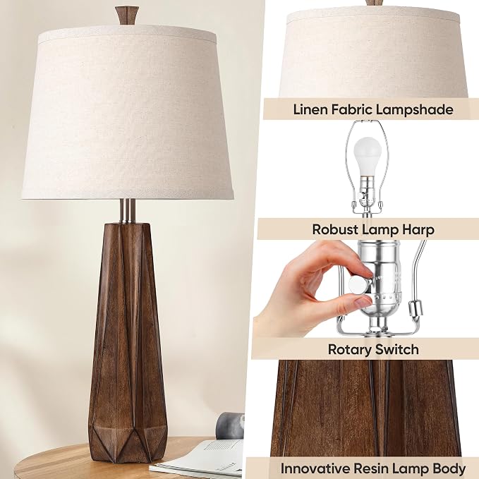 WIHTU 3 Color Temperature Table Lamps Set of 2, Beside Lamp - Image 4