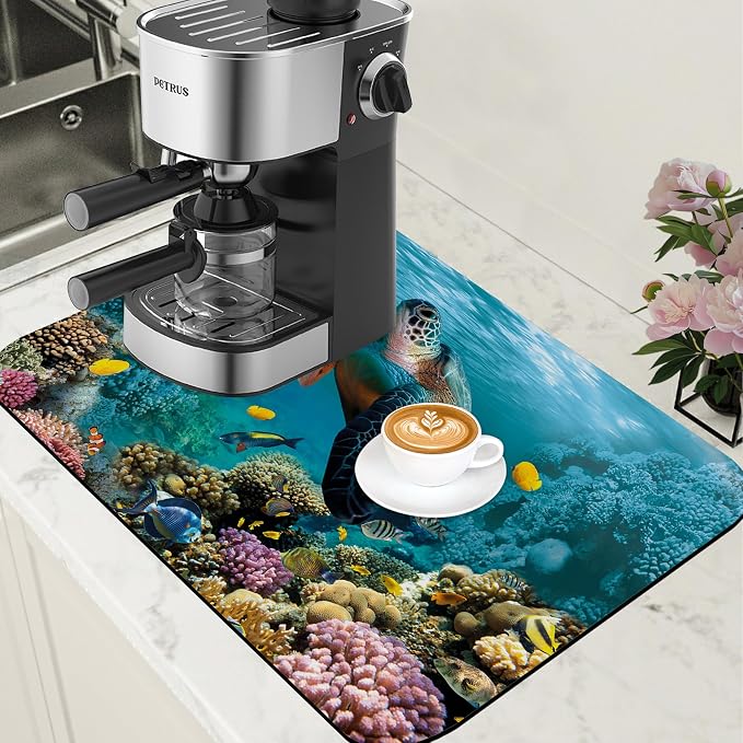 Sea Turtle Coffee Mat Absorbent Dish Drying Mat by Unknown