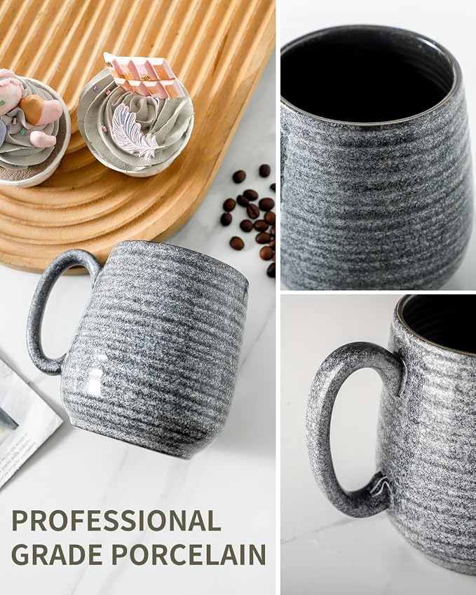 Hasense Large Coffee Cups Ceramic Set of 2, Porcealin 20 oz Coffee Mugs as - Image 3