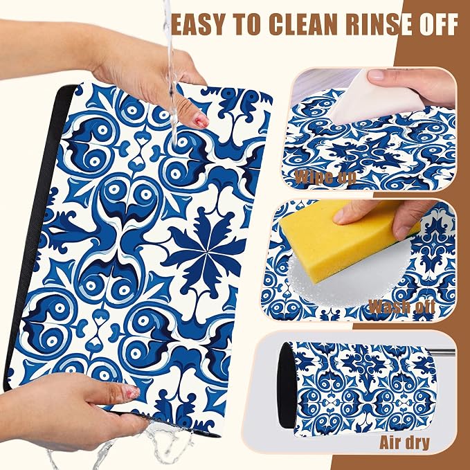 Dish Drying Mat Blue Portuguese Tiles Coffee Bar Mat - Image 5
