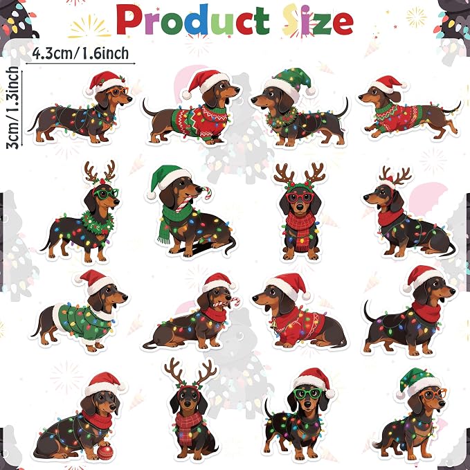 Haooryx Christmas Dachshund Sticker Roll - Image 2