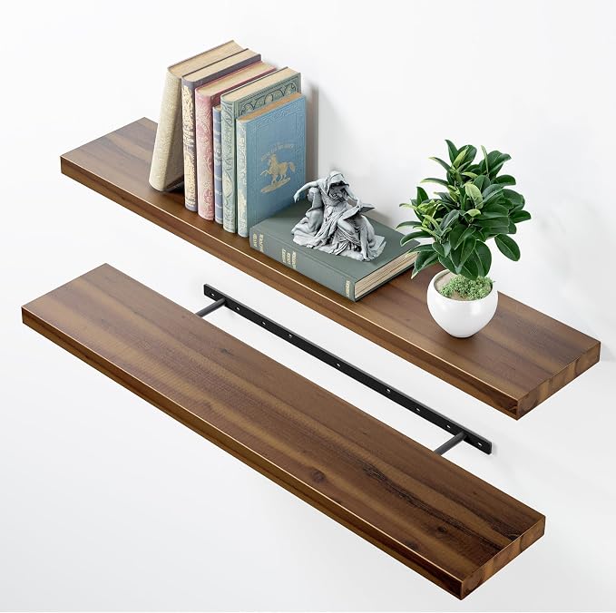 BATODA Set of 2 36" Acacia Floating Shelves by BATODA