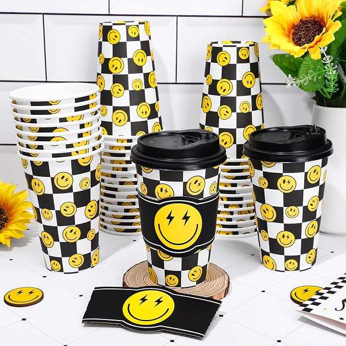Whaline 50Pcs Smile Face Disposable Paper Cups - Image 3
