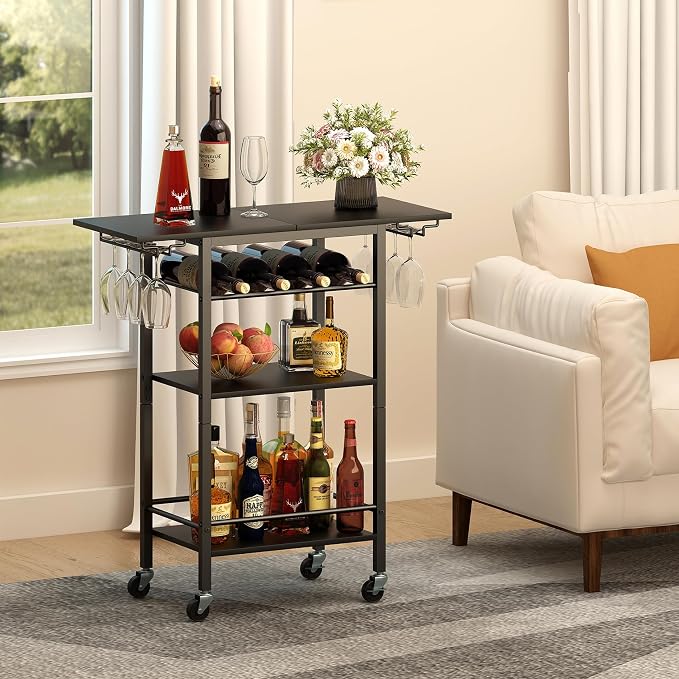 LAATOOREE Bar Cart 4 Tier, Home Serving Cart, Rolling Kitchen Shelf - Image 7