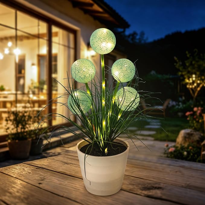 Artificial Green Spherical Grass LED Lamp, Night Light - Image 9