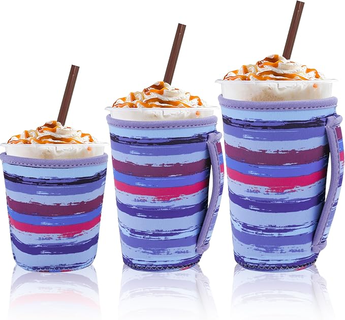 3Pk Reusable Coffee Sleeves, Fits 16-32oz Hot/Cold Drink | iced coffee sleeve by LLTDMEST
