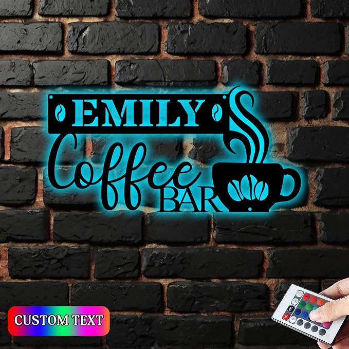 Personalized Coffee Bar Metal Wall Art - Image 2
