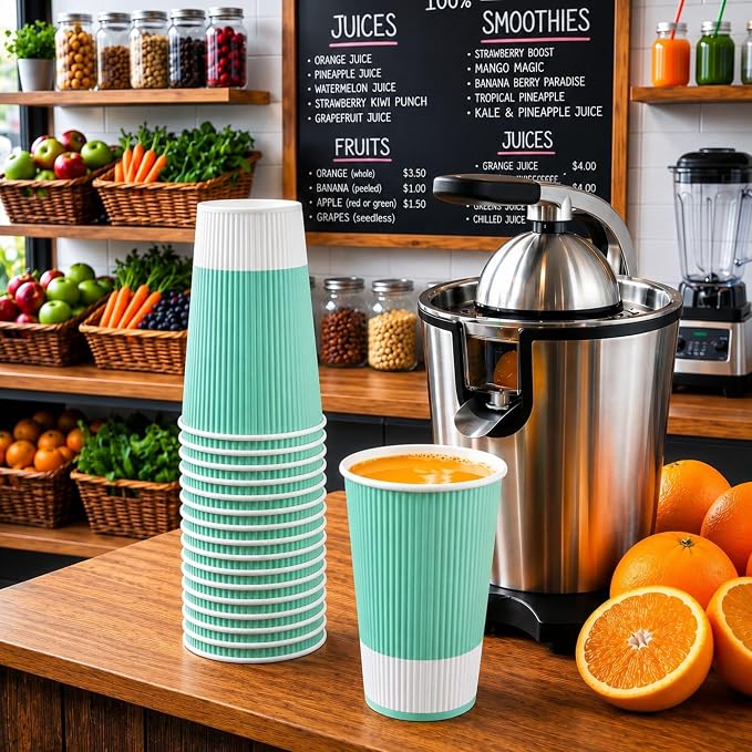 Restaurantware 16 Ounce Paper Cups Pack of 25 Ripple Wall Disposable Cups – - Image 4