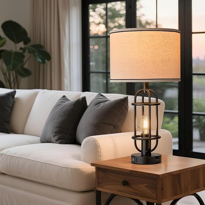 Reaketon Black Table Lamps for Living Room Set of 2, 22.3" Farmhouse Lamps for - Image 6