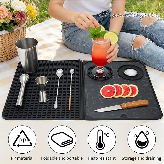 Bar Mat for Countertop 18.11" X 11.89" 1 Pack Multifunctional Silicone Bar Mat - Image 4