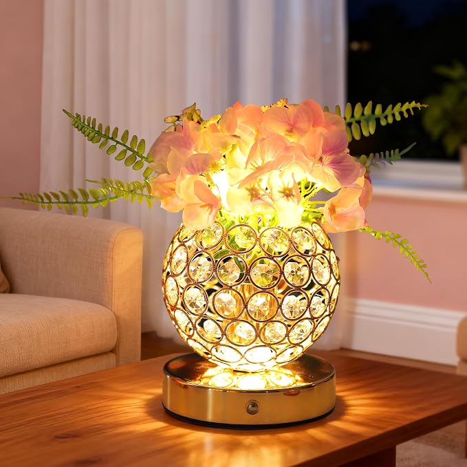 Pink Artificial Hydrangea Flower Lamp, 3 Color Dimmable Touch Control Night - Image 8