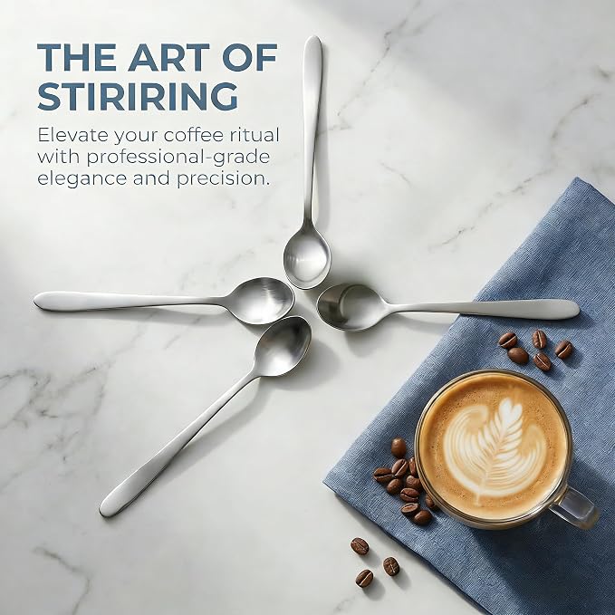 4PCS 7.1" Long Handle Coffee Spoons, Stainless Steel Espresso Stirrer Set | - Image 2