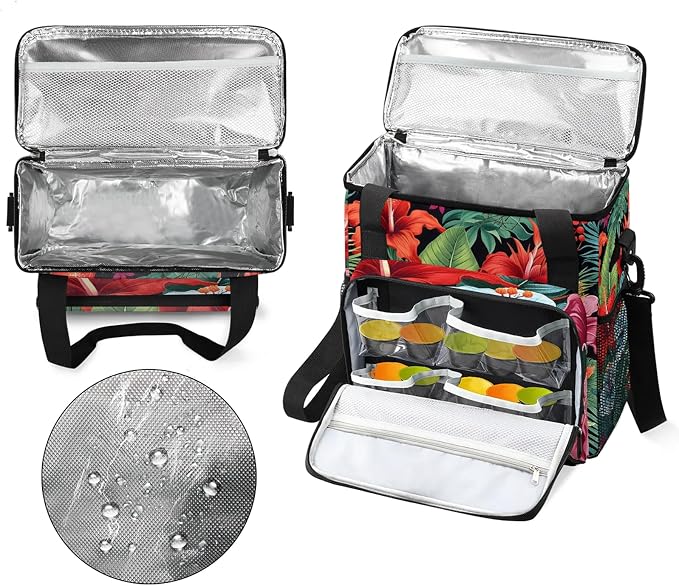 Tropical Hibiscu Floral Hawaii Palm Leaves Coffee Maker Carring Bag, Large - Image 3