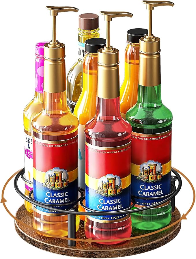 Nuovoware 7 Bottles Rotating Coffee Syrup Rack, Coffee Syrup Rack Organizer by NUOVOWARE