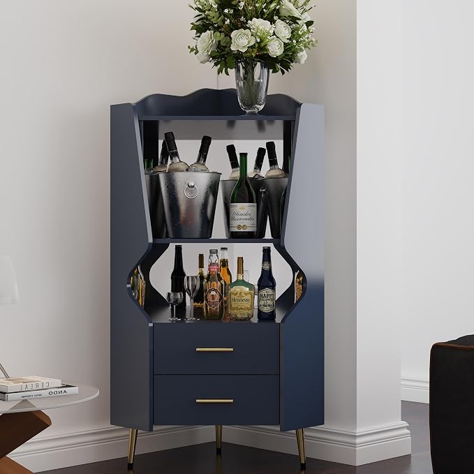 19" Wooden Corner Bar Cabinet by Unknown