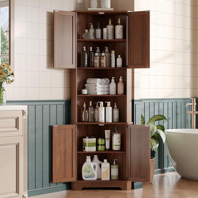 Vabches 68.9" Tall Corner Cabinet, Farmhouse Style Storage Cabinet - Image 7