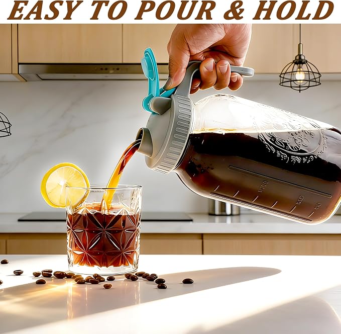 Mason Jar Cold Brew Coffee Maker 64 OZ Wide Mouth Cold Brew Pitcher - Image 2