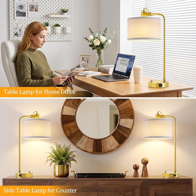 24‘’ Gold Table Lamp Set of 2 - Image 8